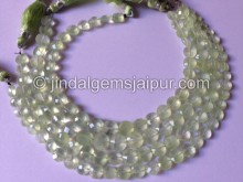 Prehnite Faceted Coin Shape Beads